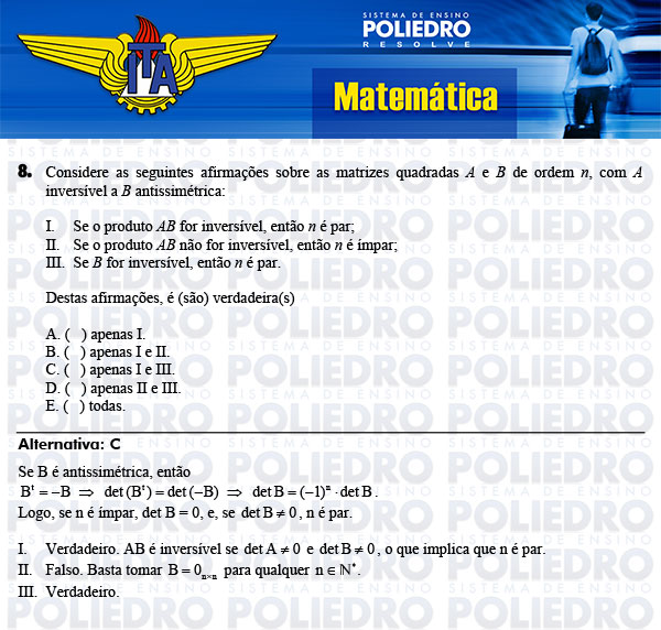 Questão 8 - Matemática - ITA 2014