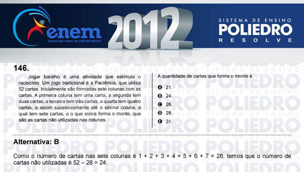 Questão 146 - Domingo (Prova rosa) - ENEM 2012