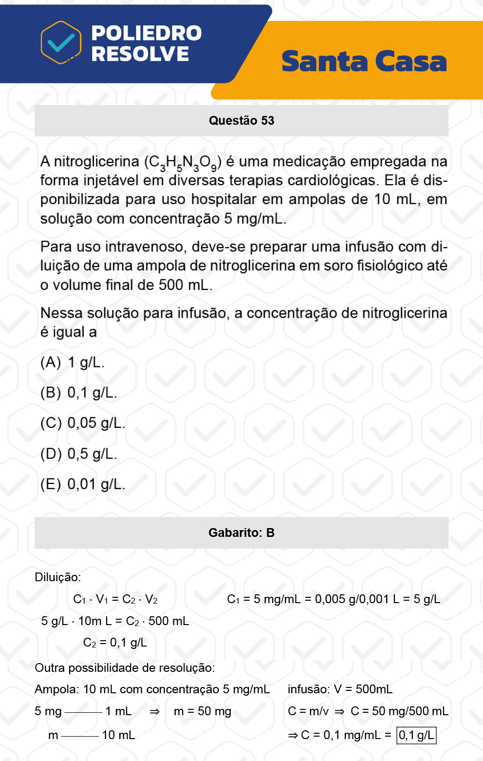 Questão 53 - 1º Dia - SANTA CASA 2023