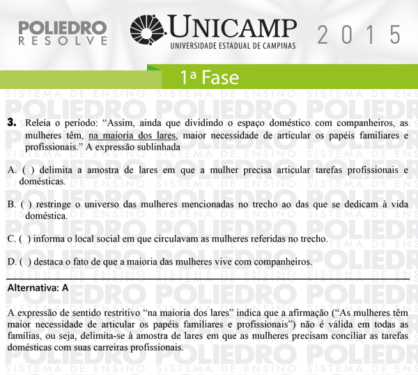 Questão 3 - 1ª Fase - UNICAMP 2015