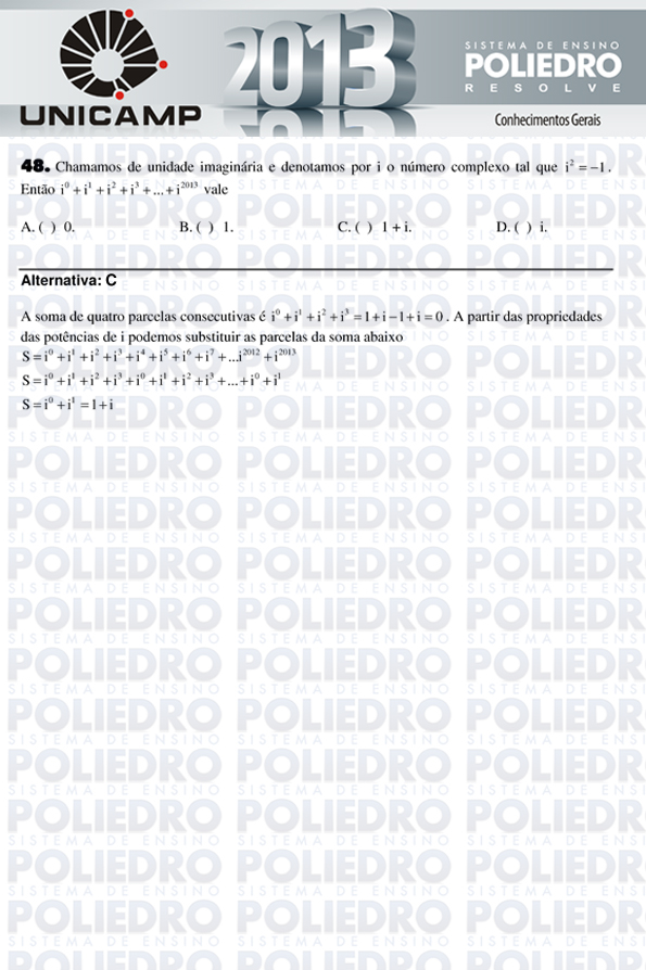Questão 48 - 1ª Fase - UNICAMP 2013