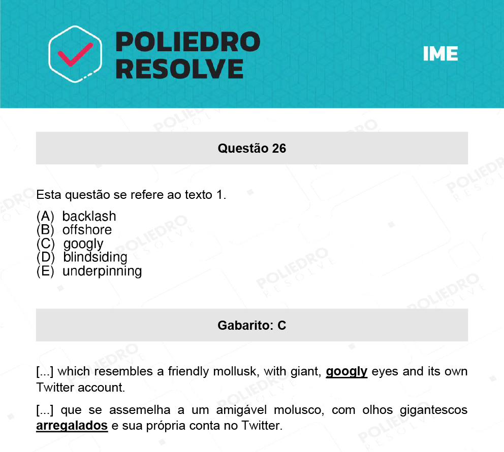 Questão 26 - 2ª Fase - Português/Inglês - IME 2022