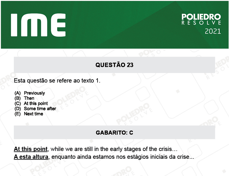 Questão 23 - 2ª Fase - Português/Inglês - IME 2021