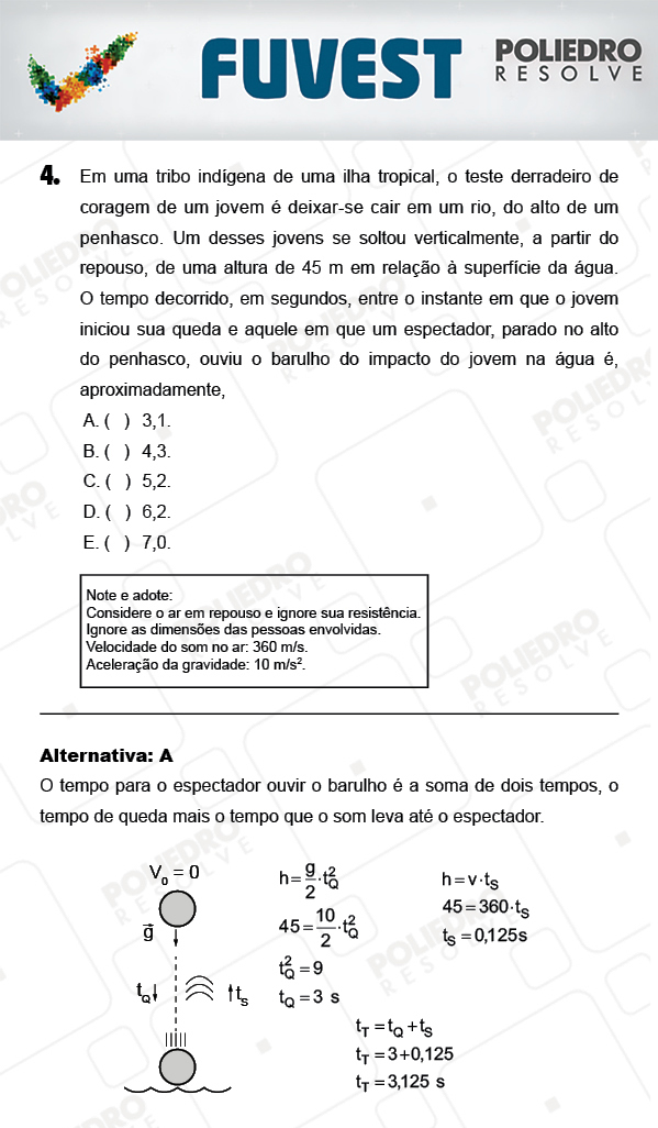 Questão 4 - 1ª Fase - PROVA V - FUVEST 2018