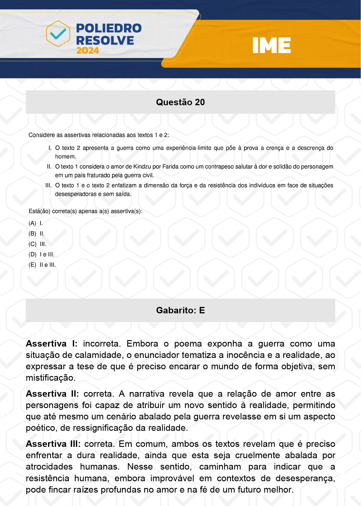 Questão 20 - 2ª Fase - 4º Dia - IME 2024