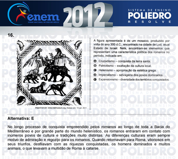 Questão 16 - Sábado (Prova azul) - ENEM 2012