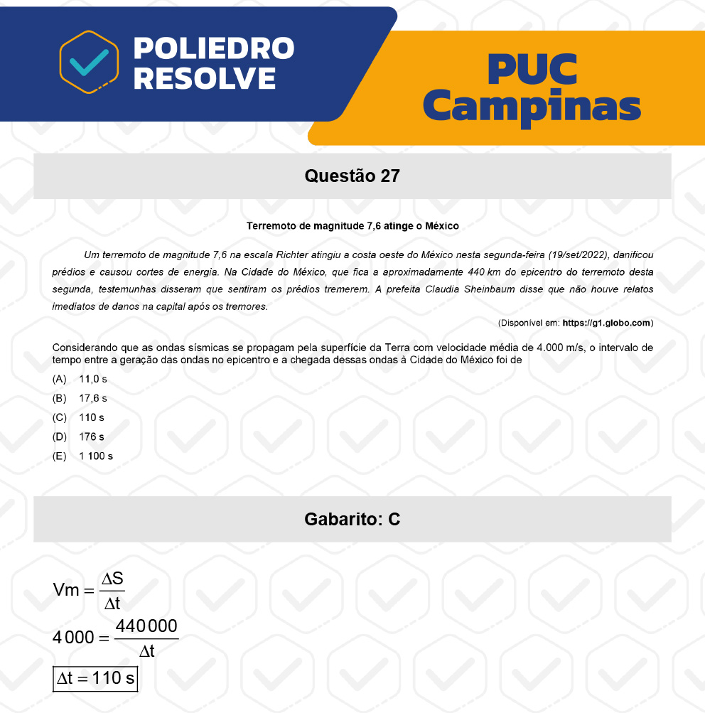 Questão 27 - Prova Geral e Medicina - PUC-Campinas 2023