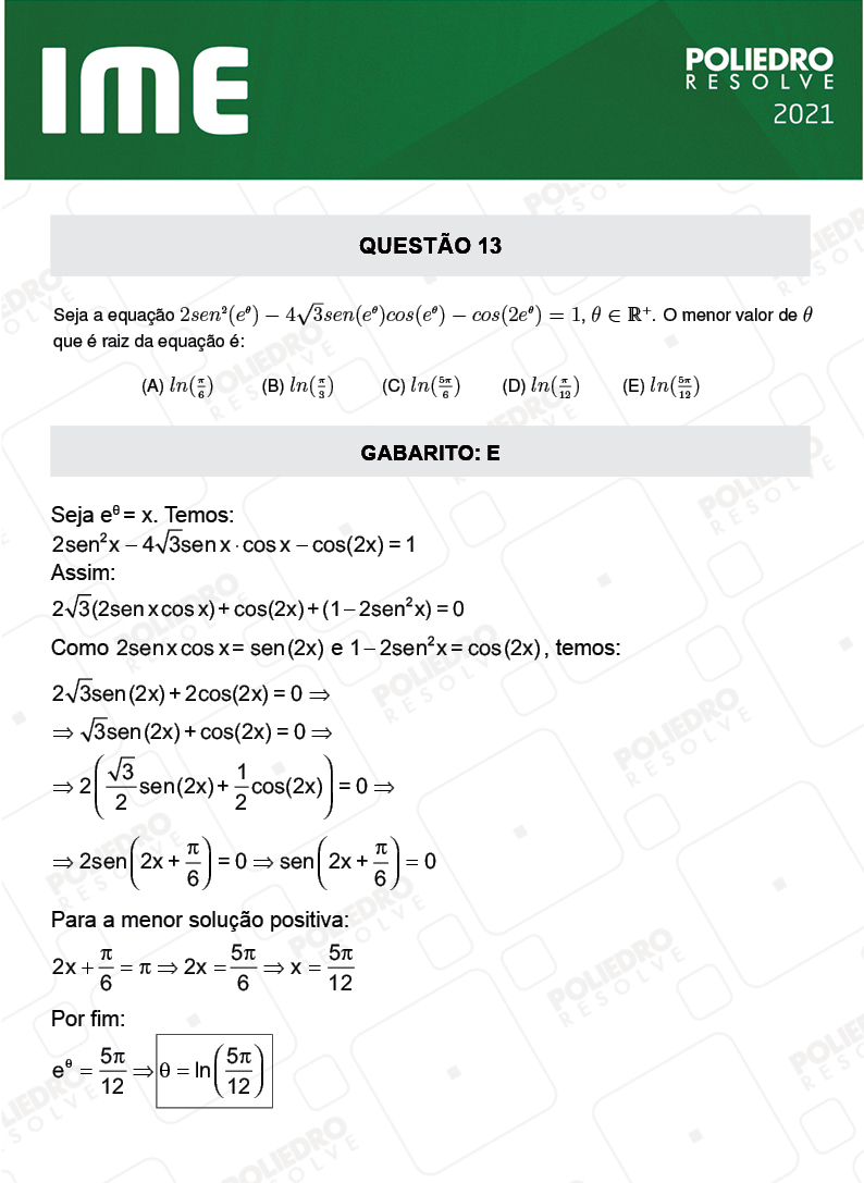 Questão 13 - 1ª FASE - IME 2021