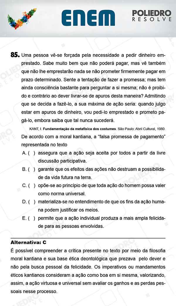 Questão 85 - 1º Dia (PROVA AZUL) - ENEM 2017