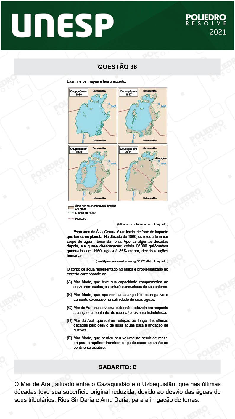 Questão 36 - 2ª Fase - UNESP 2021