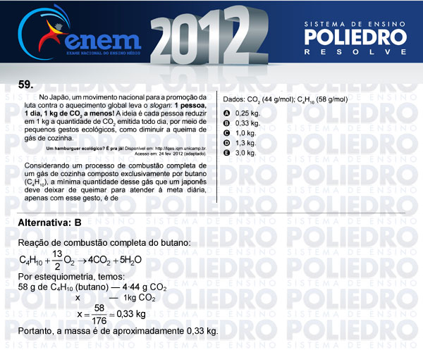 Questão 59 - Sábado (Prova azul) - ENEM 2012