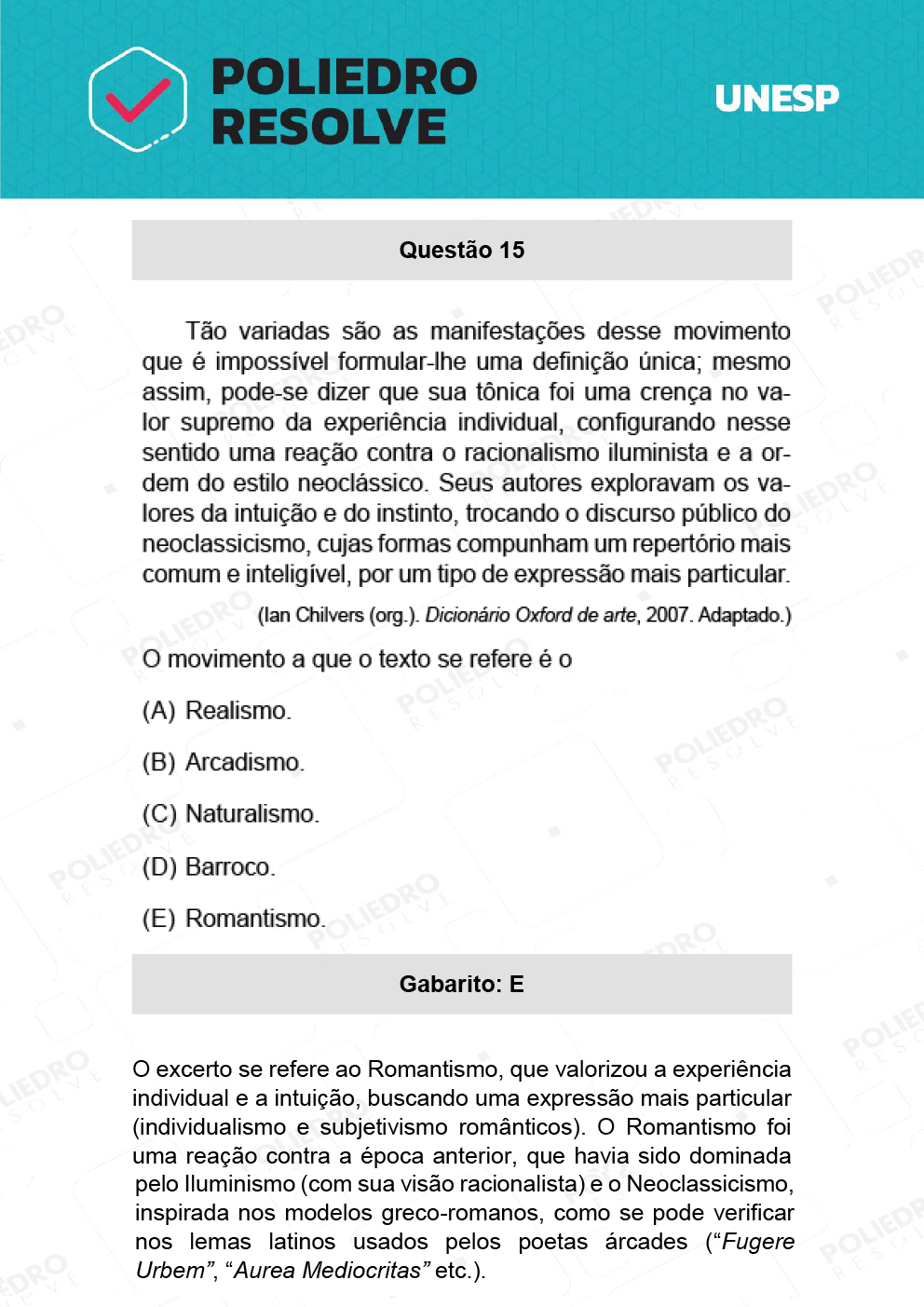 Questão 15 - 1ª Fase - Ext / Hum - UNESP 2022