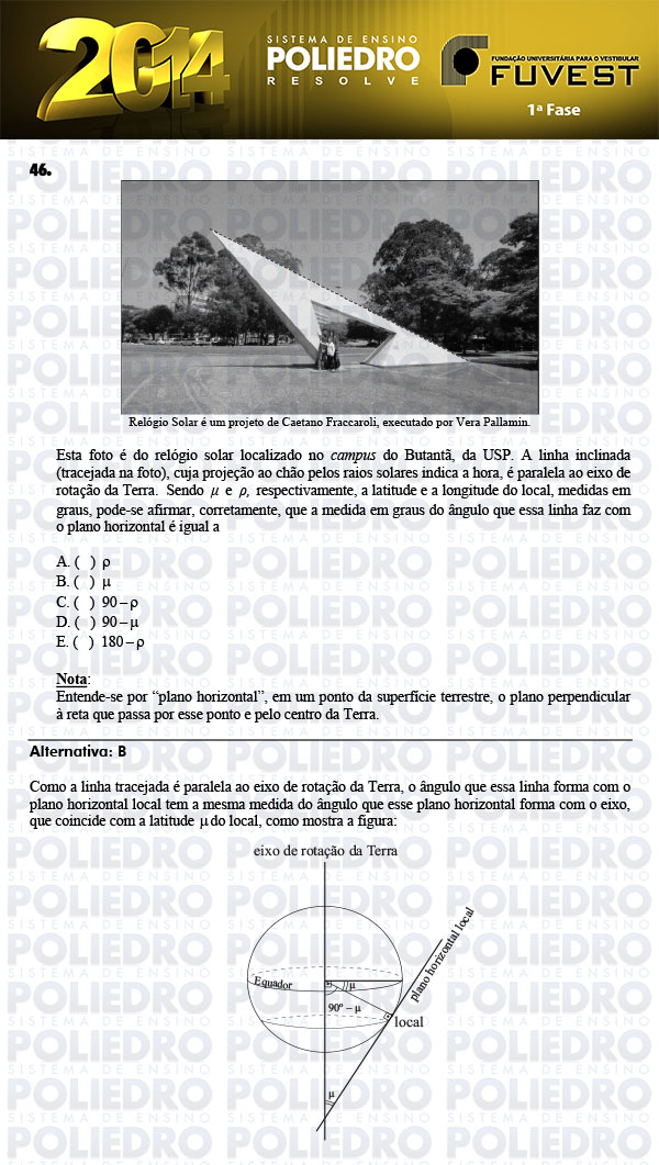 Questão 46 - 1ª Fase - FUVEST 2014