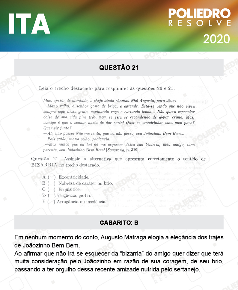 Questão 21 - 1ª Fase - ITA 2020