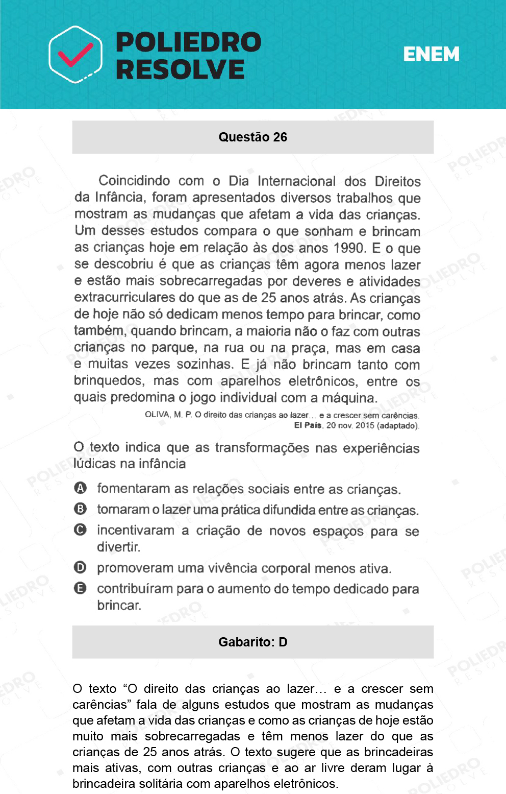 Questão 26 - 1º Dia - Prova Branca - ENEM 2021