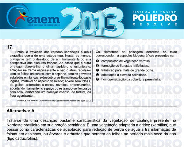 Questão 17 - Sábado (Prova Amarela) - ENEM 2013