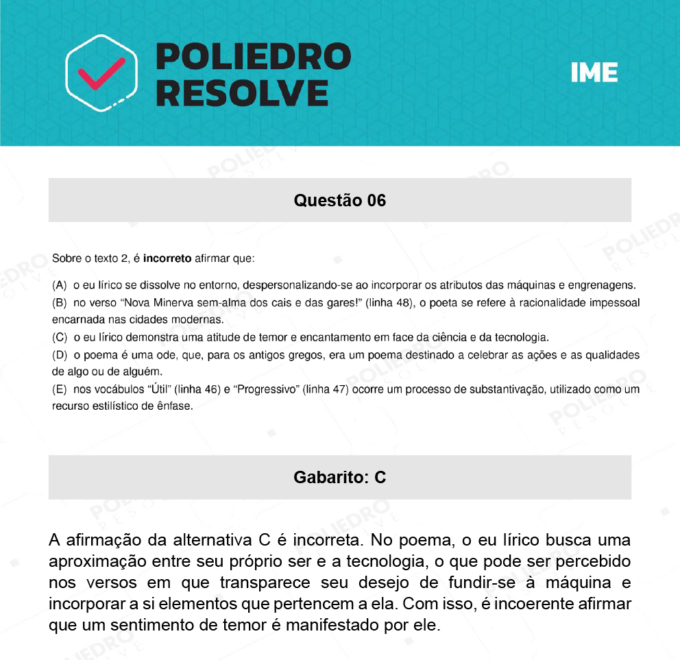 Questão 6 - 2ª Fase - Português/Inglês - IME 2022