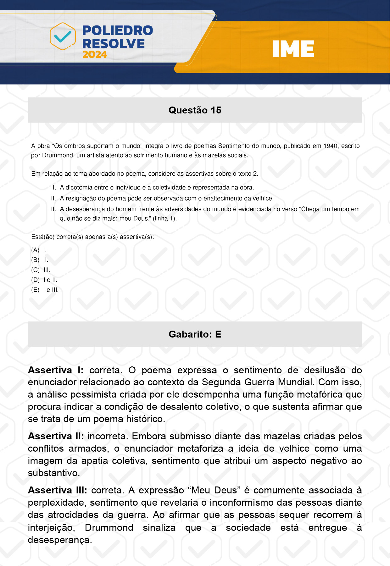 Questão 15 - 2ª Fase - 4º Dia - IME 2024