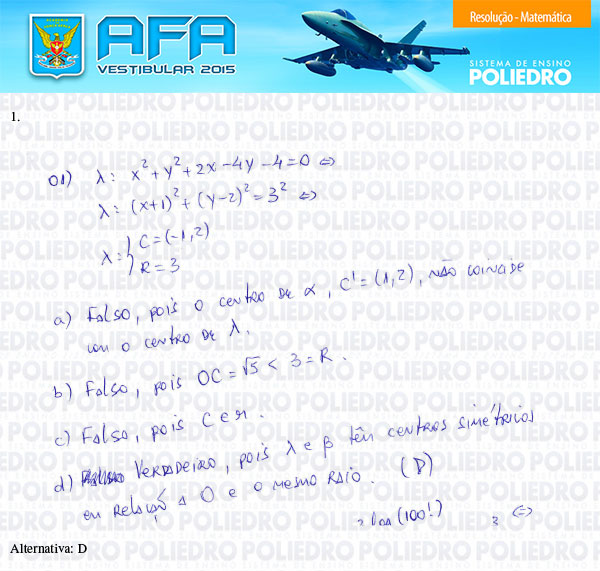 Questão 1 - Prova Modelo B - AFA 2015