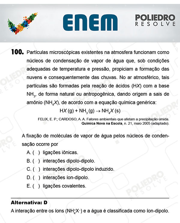 Questão 100 - 2º Dia (PROVA AMARELA) - ENEM 2017