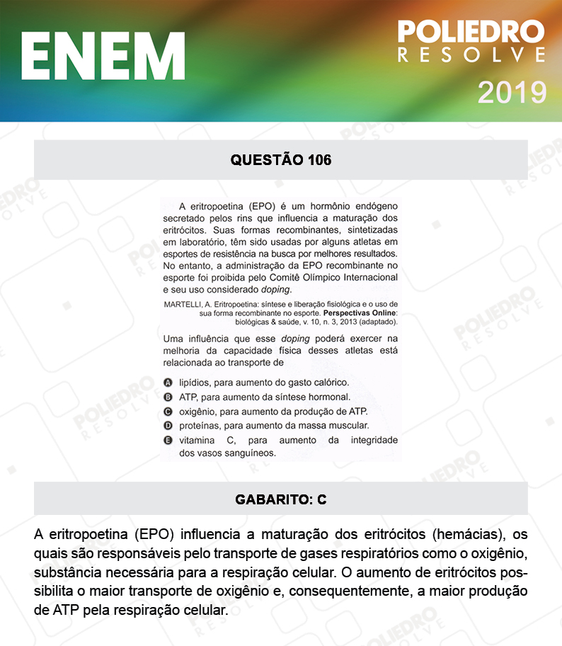 Questão 106 - 2º DIA - PROVA ROSA - ENEM 2019