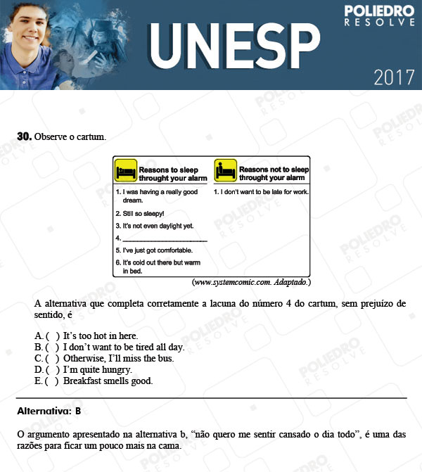 Questão 30 - 1ª Fase - UNESP 2017