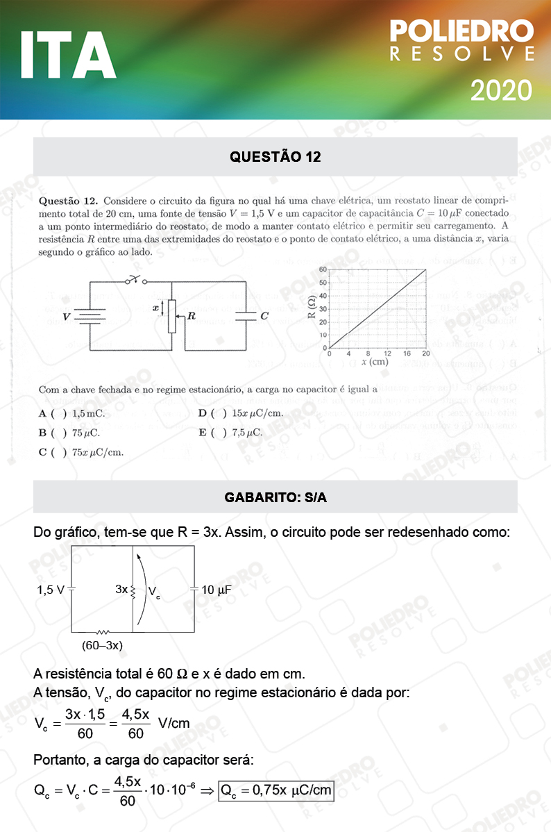 Questão 12 - 1ª Fase - ITA 2020