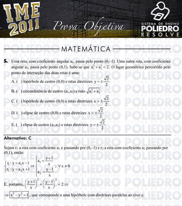 Questão 5 - Objetiva - IME 2011