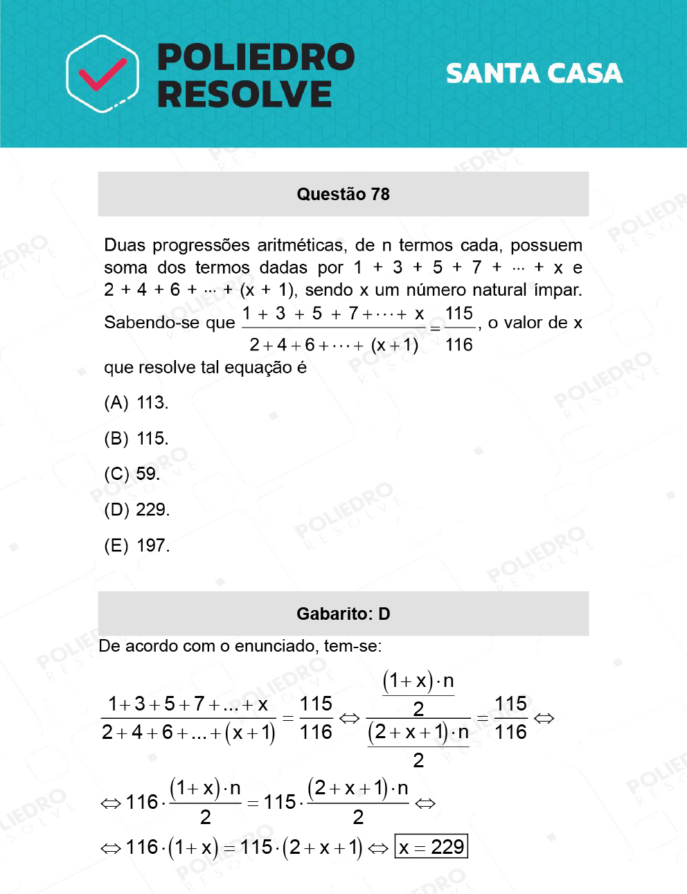 Questão 78 - 1º Dia - SANTA CASA 2022