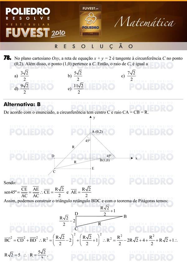 Questão 78 - 1ª Fase - FUVEST 2010