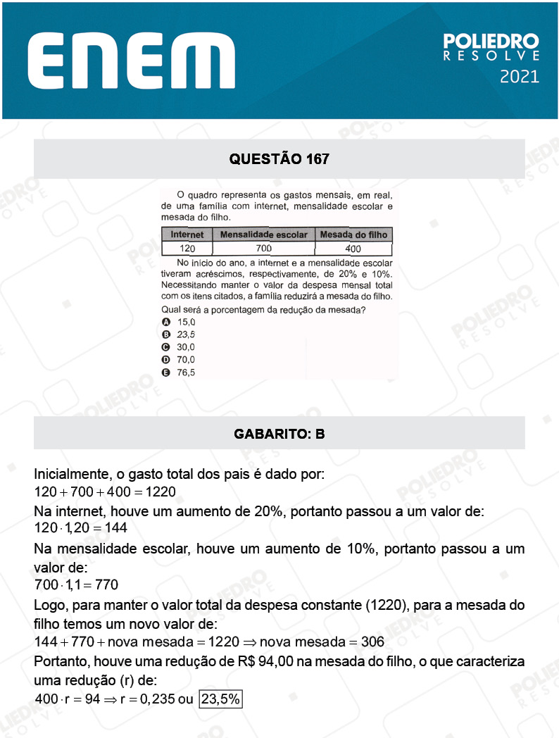 Questão 167 - 2º Dia - Prova Azul - ENEM 2020