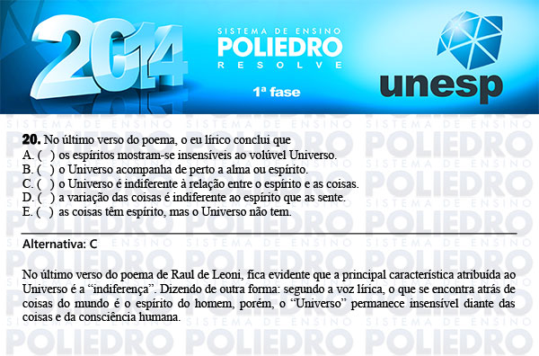 Questão 20 - 1ª Fase - UNESP 2014