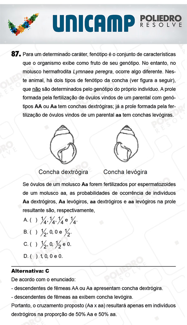 Questão 87 - 1ª Fase - PROVA Q - UNICAMP 2018