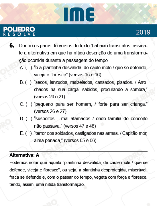 Questão 6 - 2ª Fase - Português/Inglês - IME 2019