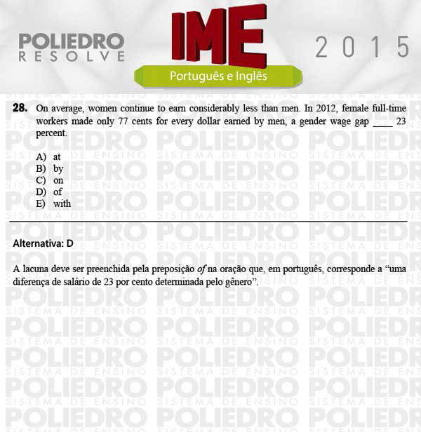 Questão 28 - Português e Inglês - IME 2015