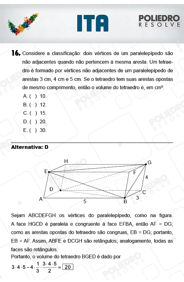 Questão 16 - Matemática - ITA 2018