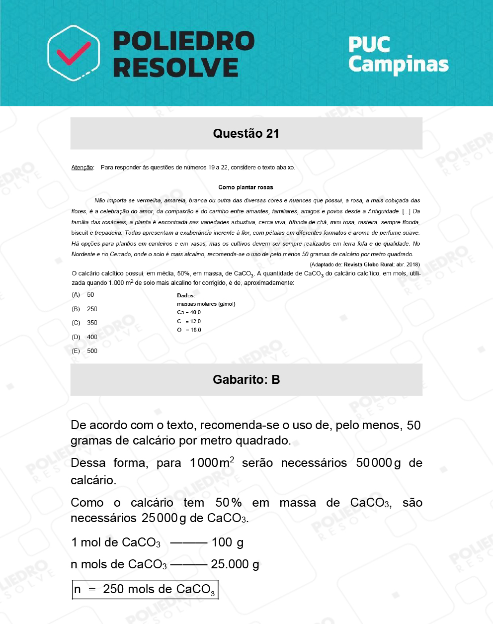 Questão 21 - Demais cursos - PUC-Campinas 2022