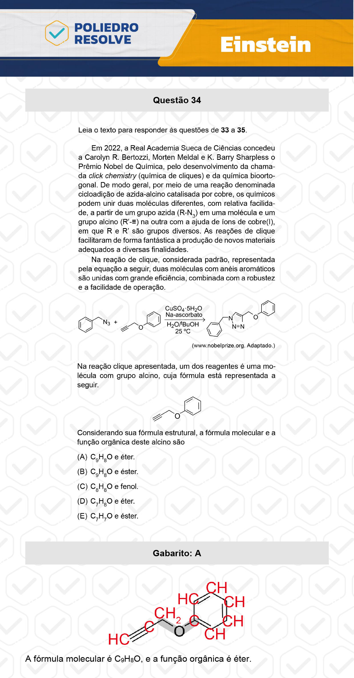 Questão 34 - Fase única - EINSTEIN 2024