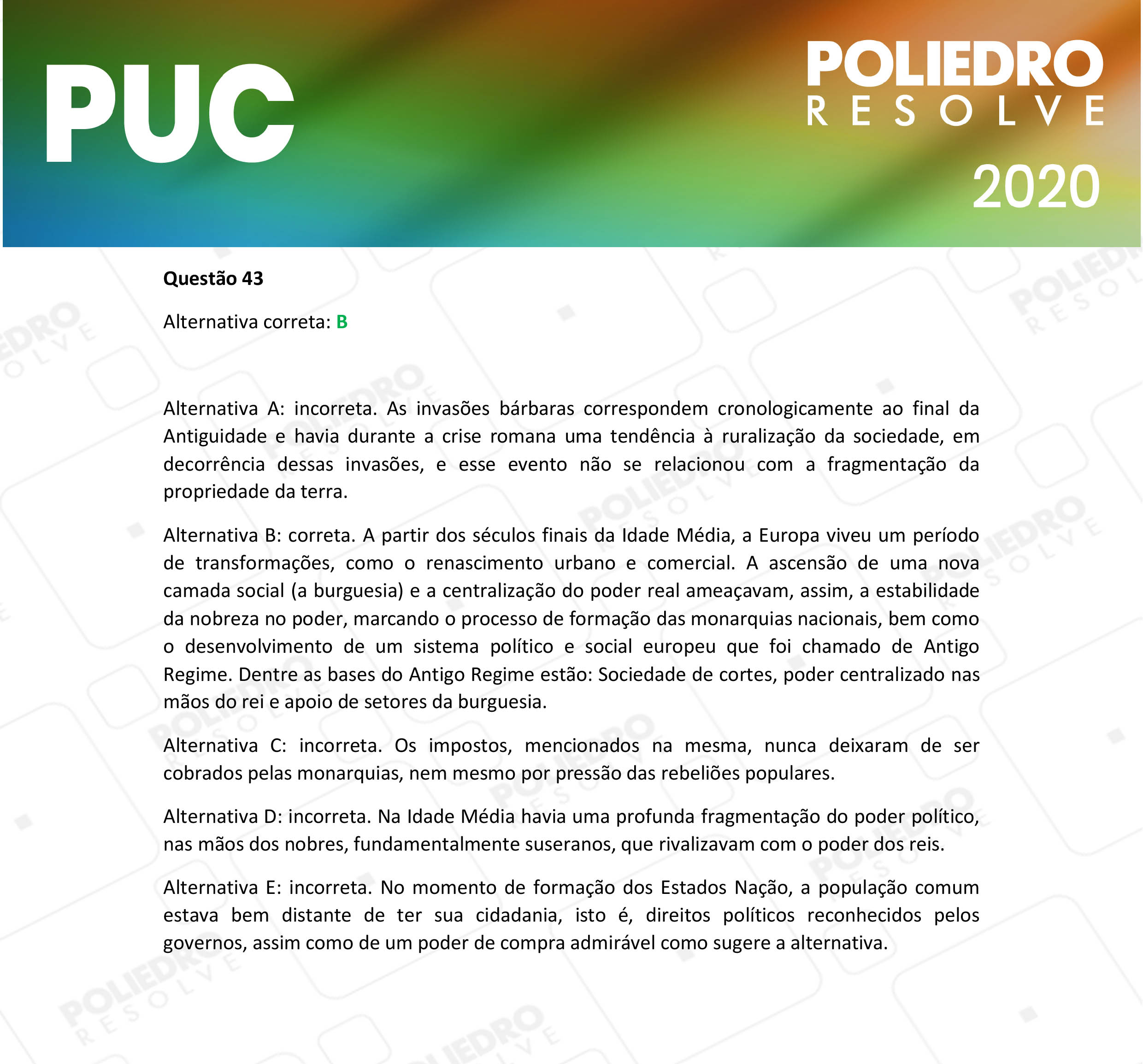 Questão 43 - 1ª Fase - PUC-Campinas 2020