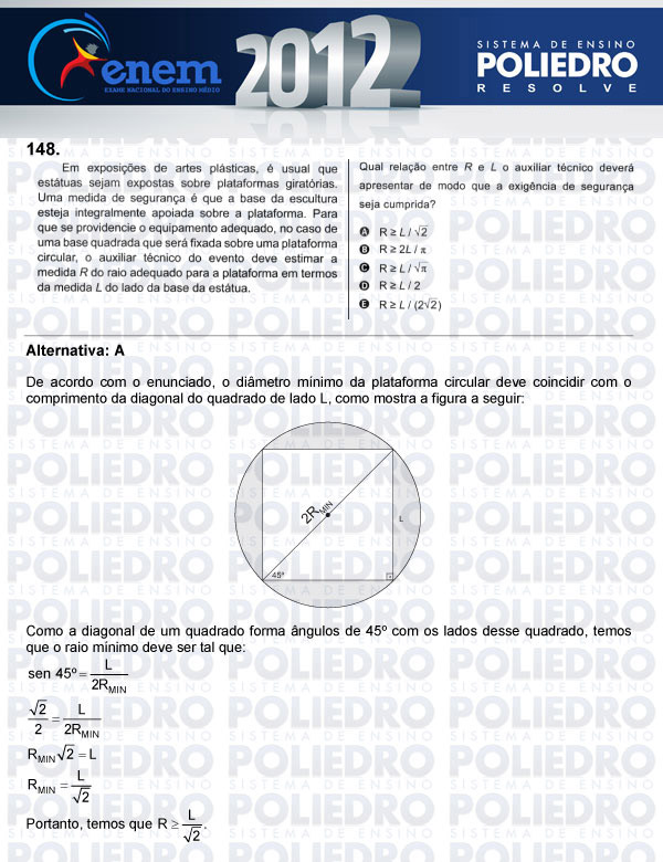 Questão 148 - Domingo (Prova rosa) - ENEM 2012