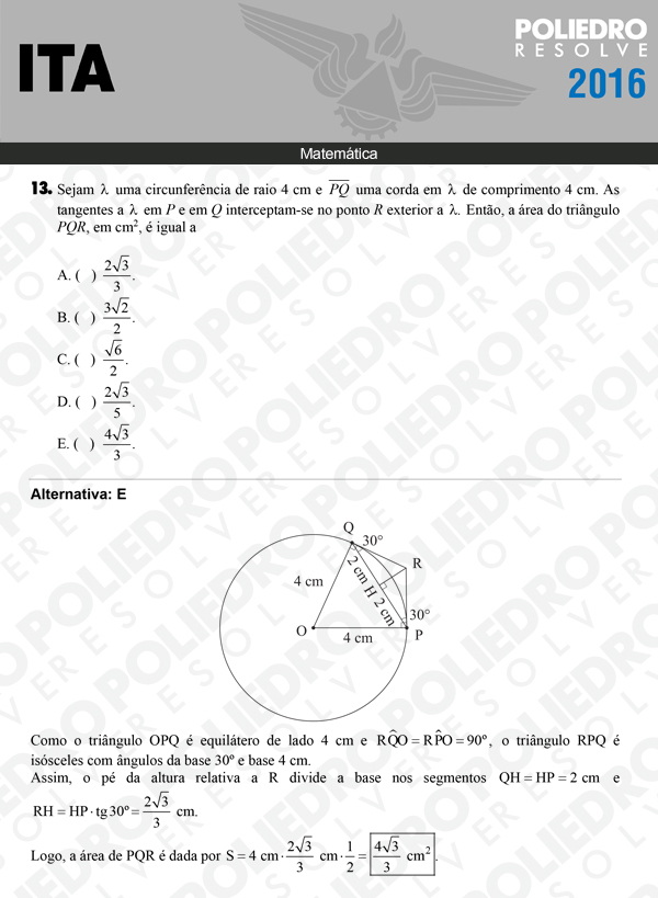 Questão 13 - Matemática - ITA 2016