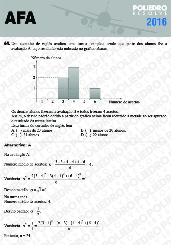 Questão 64 - Prova Modelo C - AFA 2016