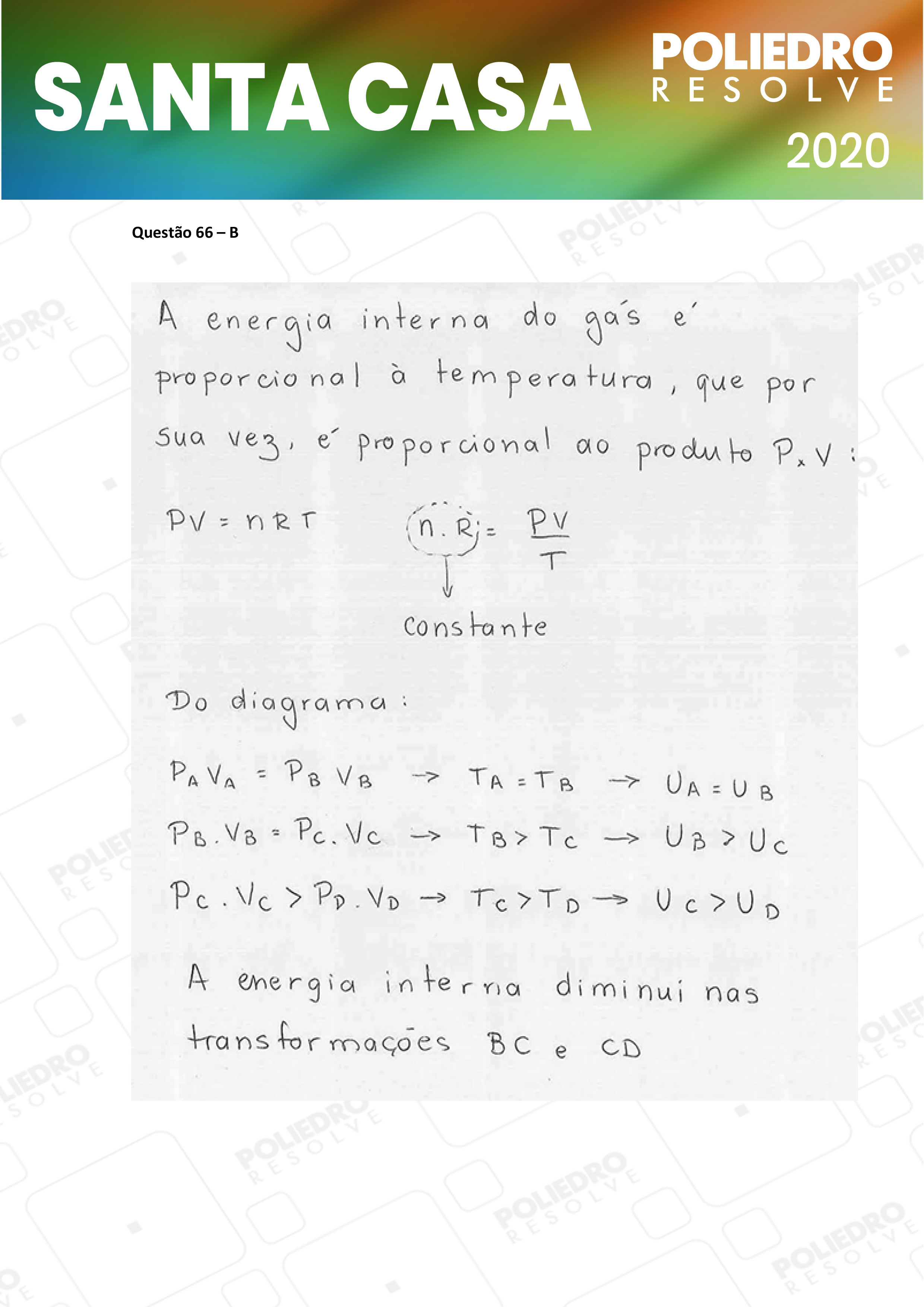 Questão 66 - 2º Dia - SANTA CASA 2020