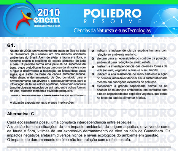 Questão 61 - Sábado (Prova azul) - ENEM 2010