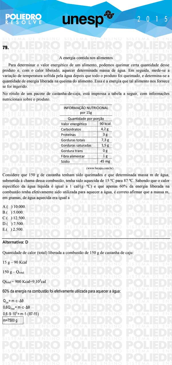 Questão 79 - 1ª Fase - UNESP 2015