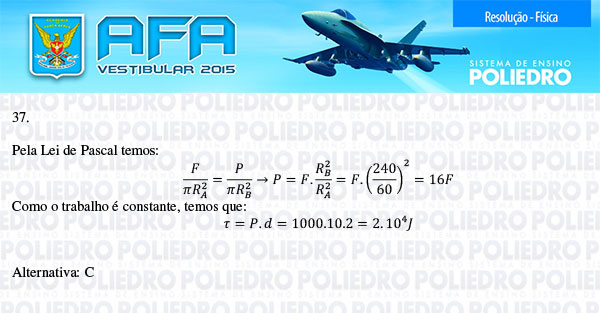 Questão 37 - Prova Modelo B - AFA 2015