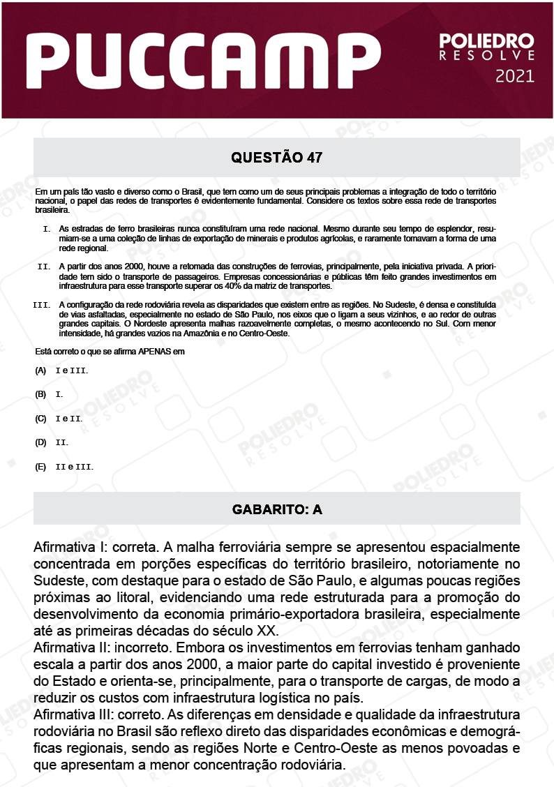 Questão 47 - Direito - PUC-Campinas 2021