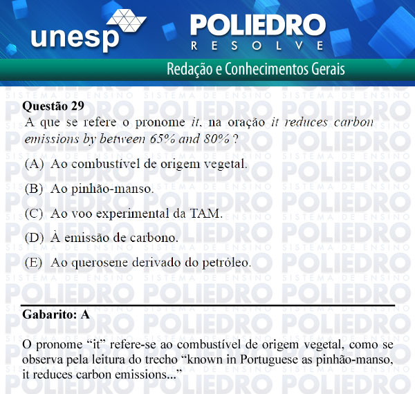 Questão 29 - 1ª Fase - UNESP 2012