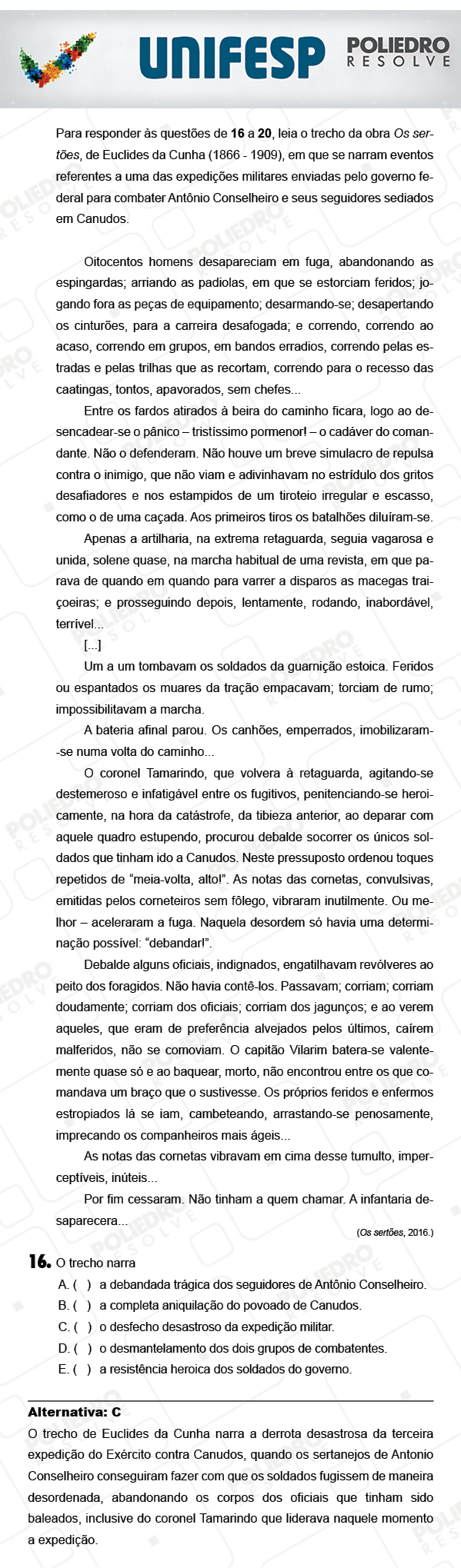 Questão 16 - 1º Dia - UNIFESP 2018