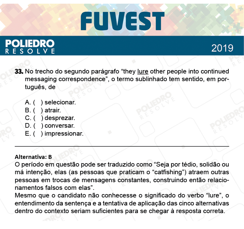 Questão 33 - Fase única - 1º Dia - UNIFESP 2019